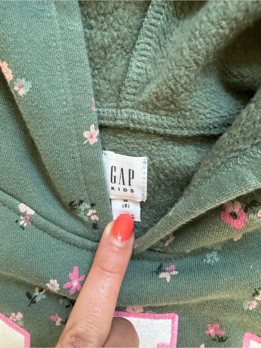 GAP Kids Floral Hoodie & Jogger Set Girls Size 8 (M) Green Matching Sweat Set